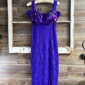 Dollar Vintage Ladies Prom Homecoming Cocktail Bodycon Midi Dress Purple Medium